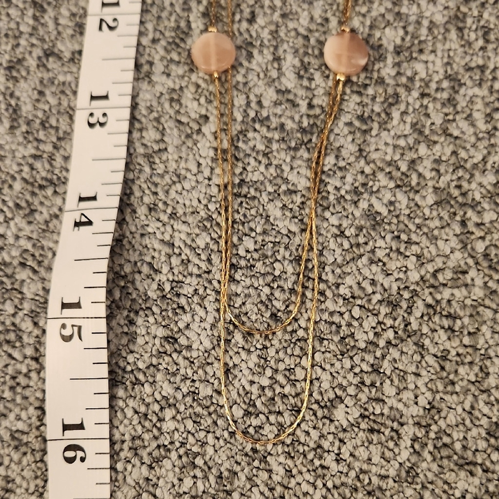 Banana Republic Elegant Bohemian Gold and Pink Necklace 32 Inchez - Picture 7 of 9